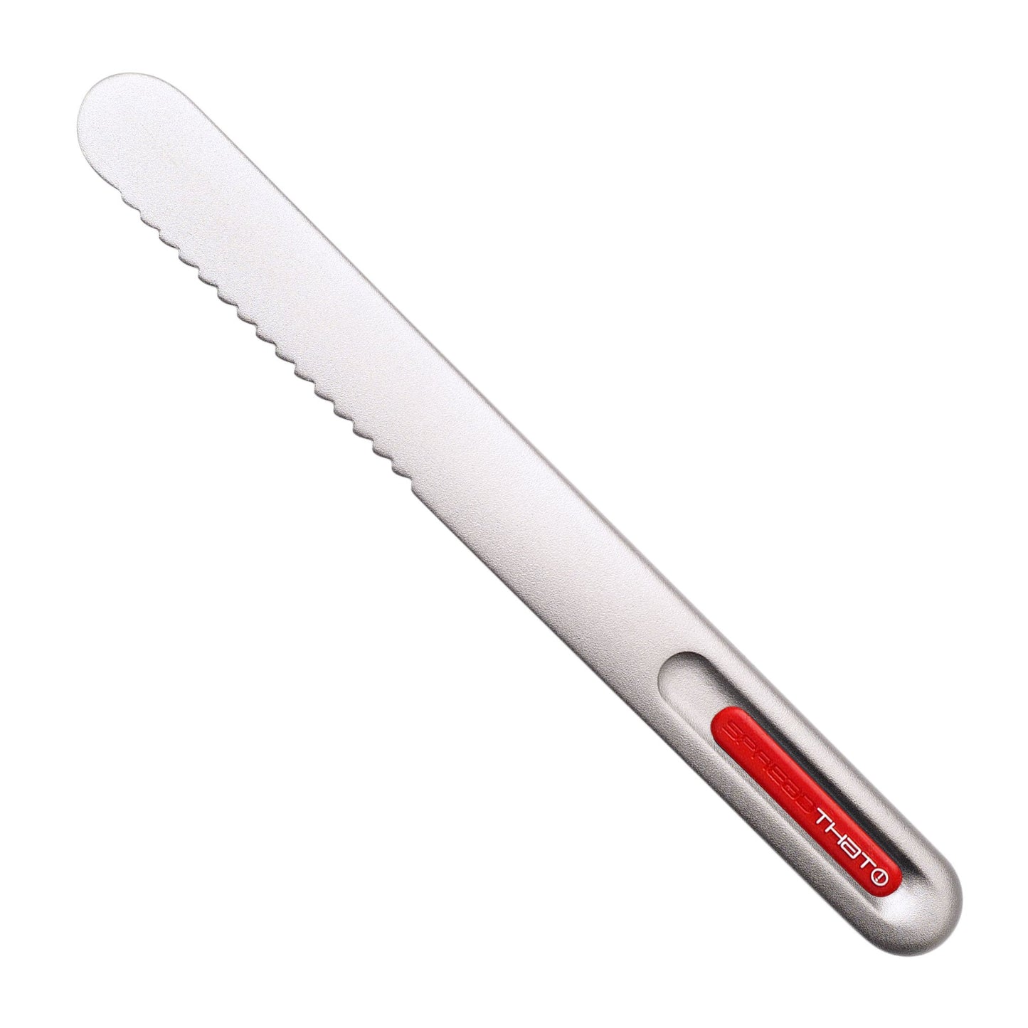 SpreadTHAT! Serrated Warming Butter Knife and Spreader, silver/red