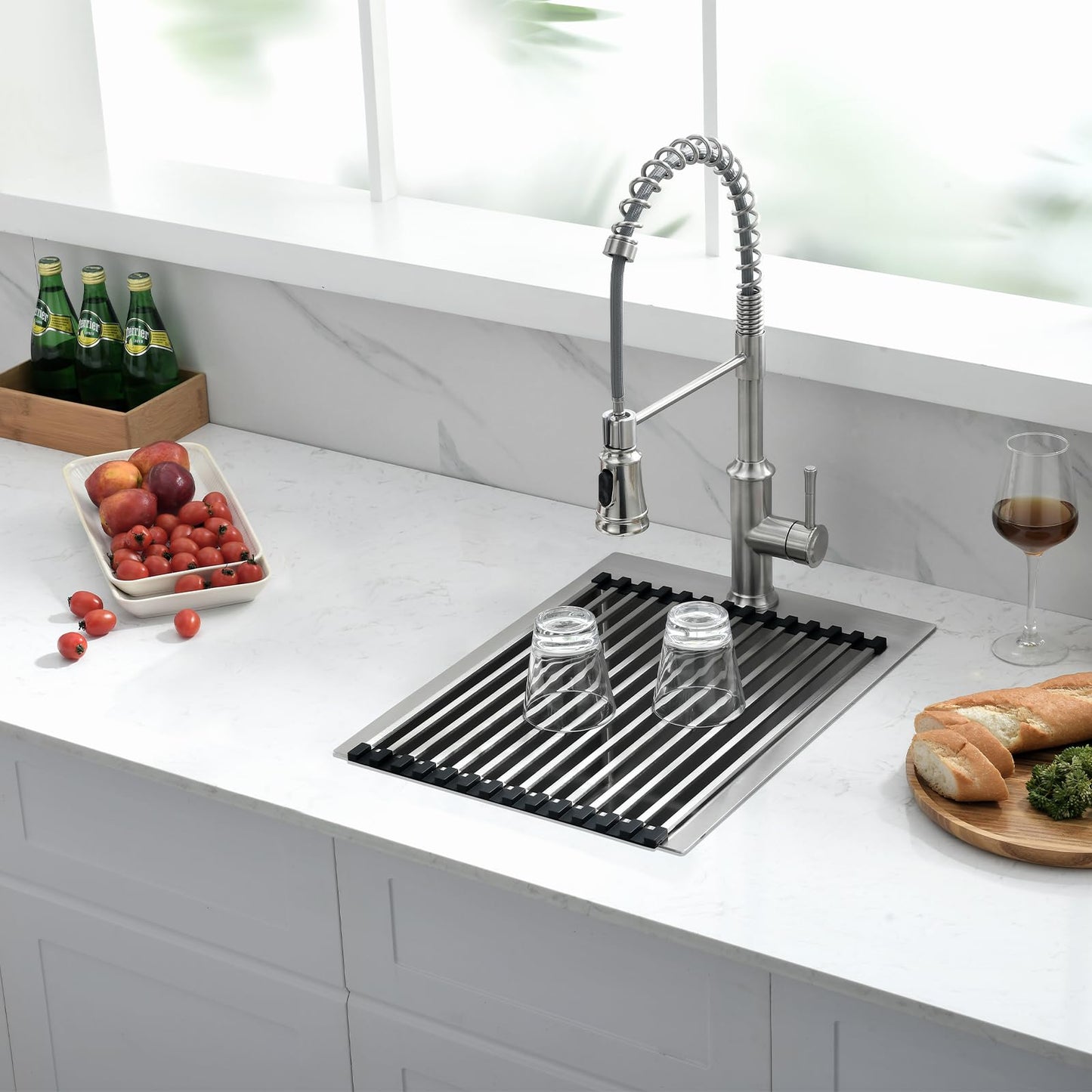 EcoChannels Drop In Kitchen Sink, 15 x 20 x 10 Inch 16 Gauge Single Bowl Topmount Wet Bar Sink T-304 Stainless Steel RV Kitchen Sinks