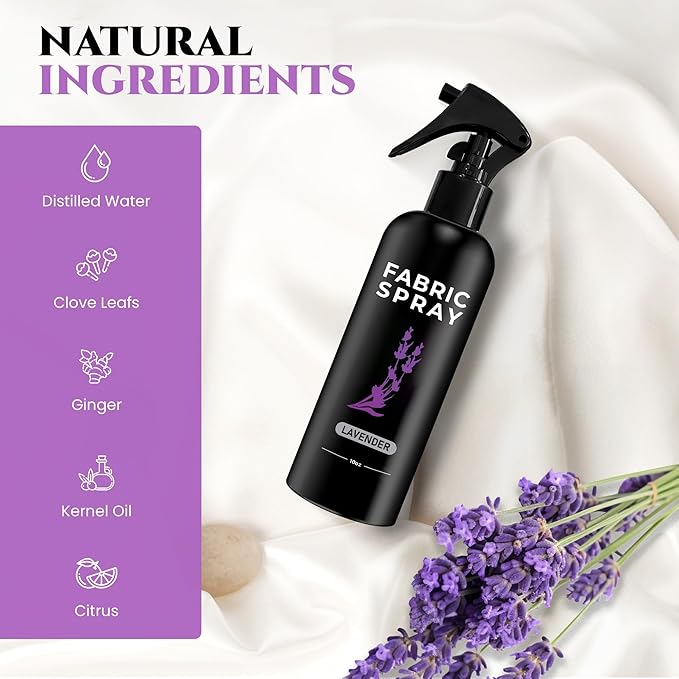 605Products Lavender Fabric and Linen Spray - Carpet Deodorizer - Natural Pillow Spray made with Essential Oils - Mist Fabric Refresher Spray - Long Lasting Bed Freshener Spray (Lavender, 10oz)