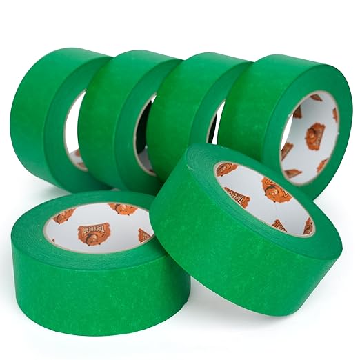 Green Painters Tape Multi-Surface Masking Tape 1.88 inch x 60 Yard, Indoor and Outdoor Painting Tape, Residue Free Easy Removal with Sharp Lines, Paint Tape for Walls, Auto, Home, 6Rolls