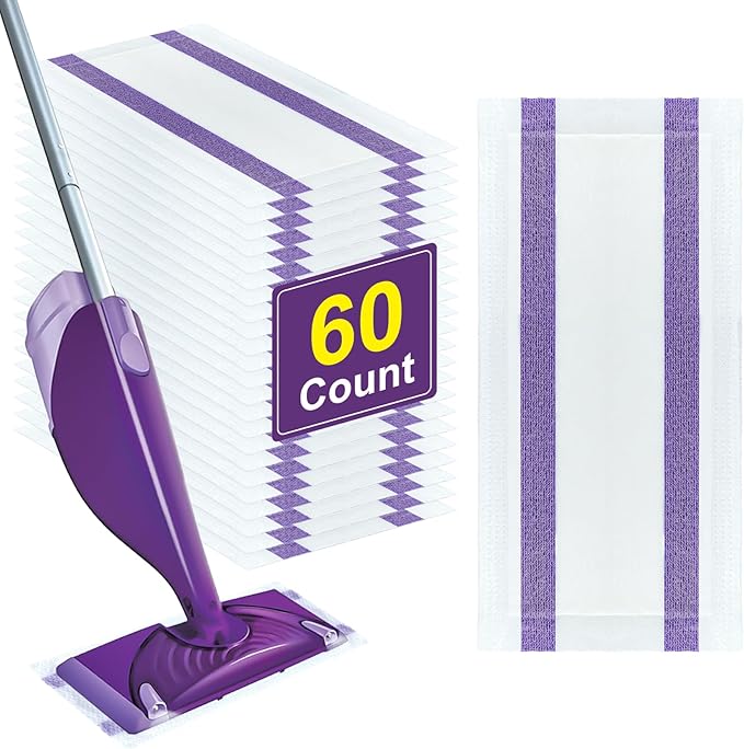 60 Counts Mop Pad Refill for Wet Jet Mop, Disposable Wet Jet Refill Hardwood Floor Cleaning Pads Spray Mop Pads Refills Multi Surface Mopping Replacement