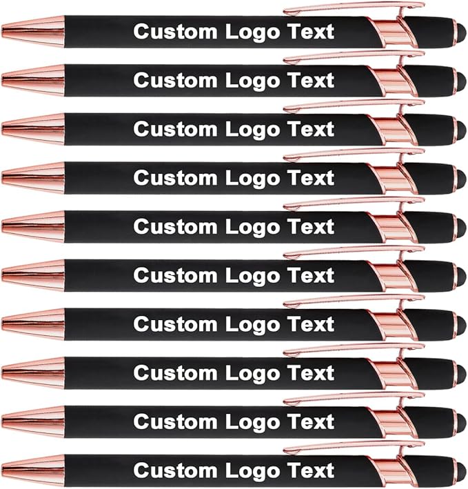 Custom Engraved Ballpoint Pens Bulk, Personalized with Name/Logo, Black or Blue Ink, Smooth Writing for Office, School, Business, Church, Reunion 20 Pcs Black