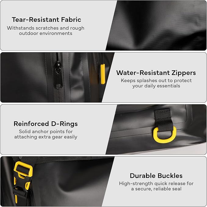 30L Waterproof Dry Bag Backpack | Breathable back. 500D PVC with roll-top waterproof design. Suitable for hiking, fishing, water sports, daily commute & travel
