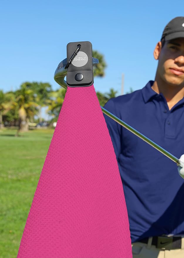 Magnetic Golf Towel for Golf Bags with Clip for Men & Women, Waffle Weave Microfiber Towel with Industrial Strength Clip Hook for Strong Hold to Golf Carts or Clubs, Set of 3