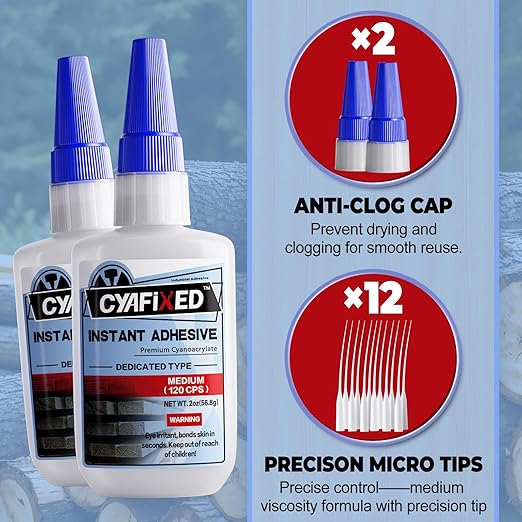 Wood Super Glue 113.6g 4oz, Clear Instant Medium Cyanoacrylate Adhesive Liquid for Woodworking Wooden Crafts Furniture Repairs, All Purpose Strong CA Glue for Metal Glass Plastic Ceramic Leather