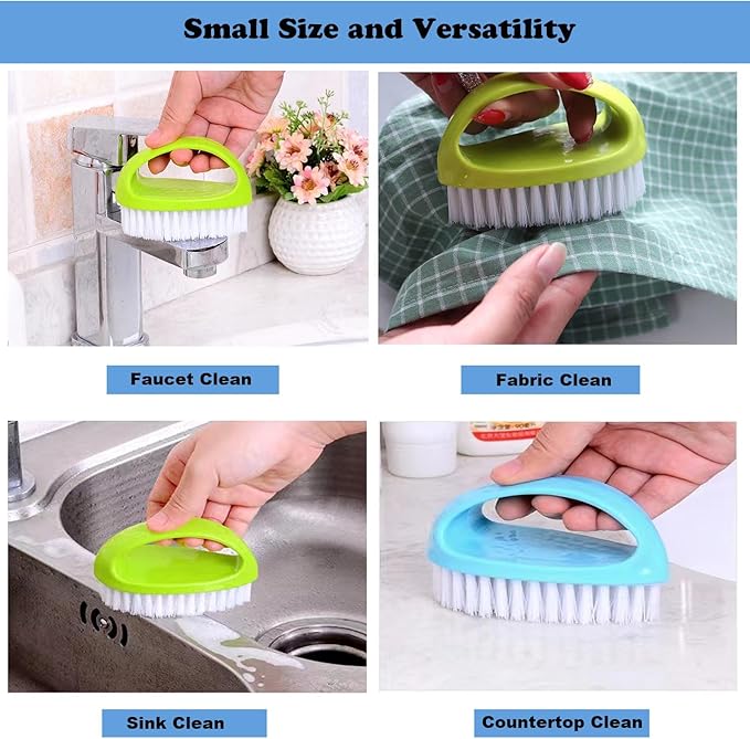 2 Pack Scrubbing Brushes for Cleaning, Heavy Duty Scrub Brush Nylon Stiff Bristles,Scrubber Cleaner Brush for Bathroom,Showe,Sink,Kitchen,Bathtub,Floor,Multi-Purpose Cleaning Brush -Small Size