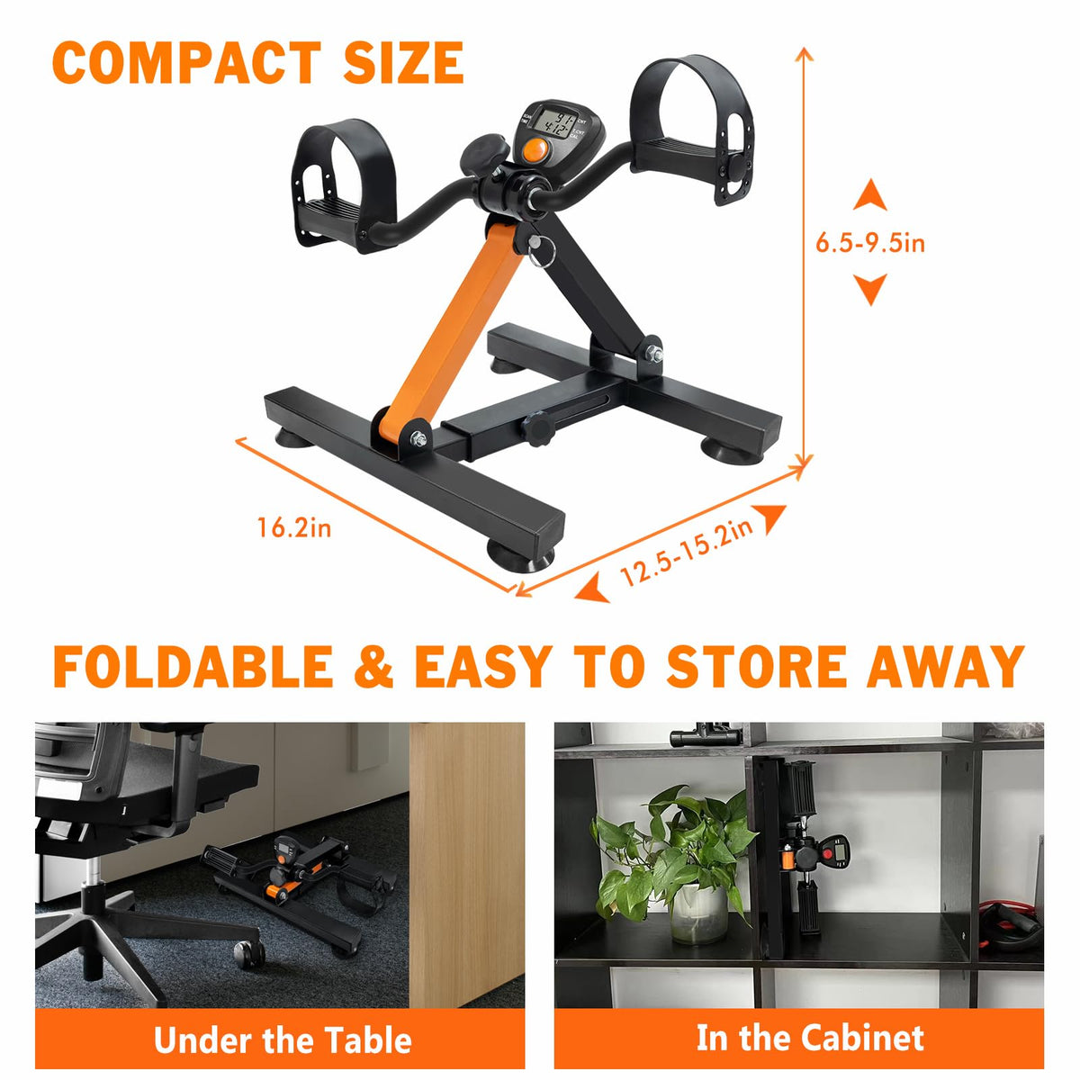 GOREDI Under Desk Exercise Bike, Pedal Exerciser with Adjustable Heights, Foldable Cycle Bike for Office, Stable Suction Cups Peddler Exerciser for Seniors, Fitness Exerciser for Arm & Leg Workout
