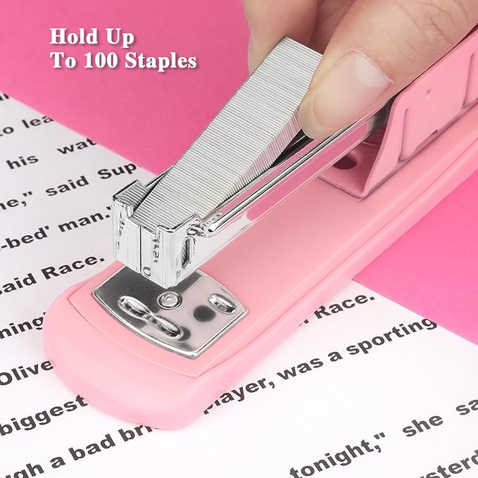 Tamaki Stapler, Office Stapler, Staplers for Desk(Pink)