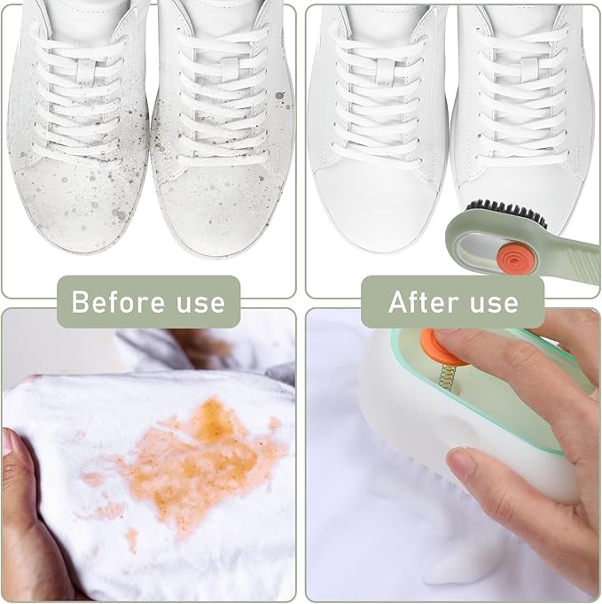 2Pcs Multifunctional Shoe Brush with Soap Dispenser Liquid Laundry Brush Liquid Adding Soft Fur Cleaning Brushes Scrub Brushes for Cleaning for Home Washing Bathroom Kitchen Shoe Cloth
