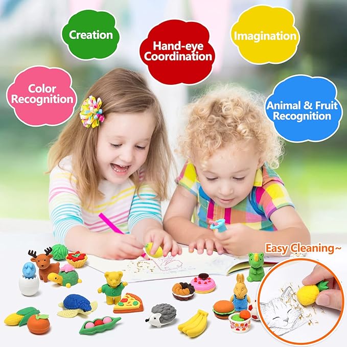 150 Pack Animal Erasers for Kids Puzzle Pencil Erasers 3D Mini Eraser Toys for Classroom Prizes Game Reward Easter Egg Fillers Goodie Bag Stocking Stuffers Treasure Box Party Favors for Kid Gifts