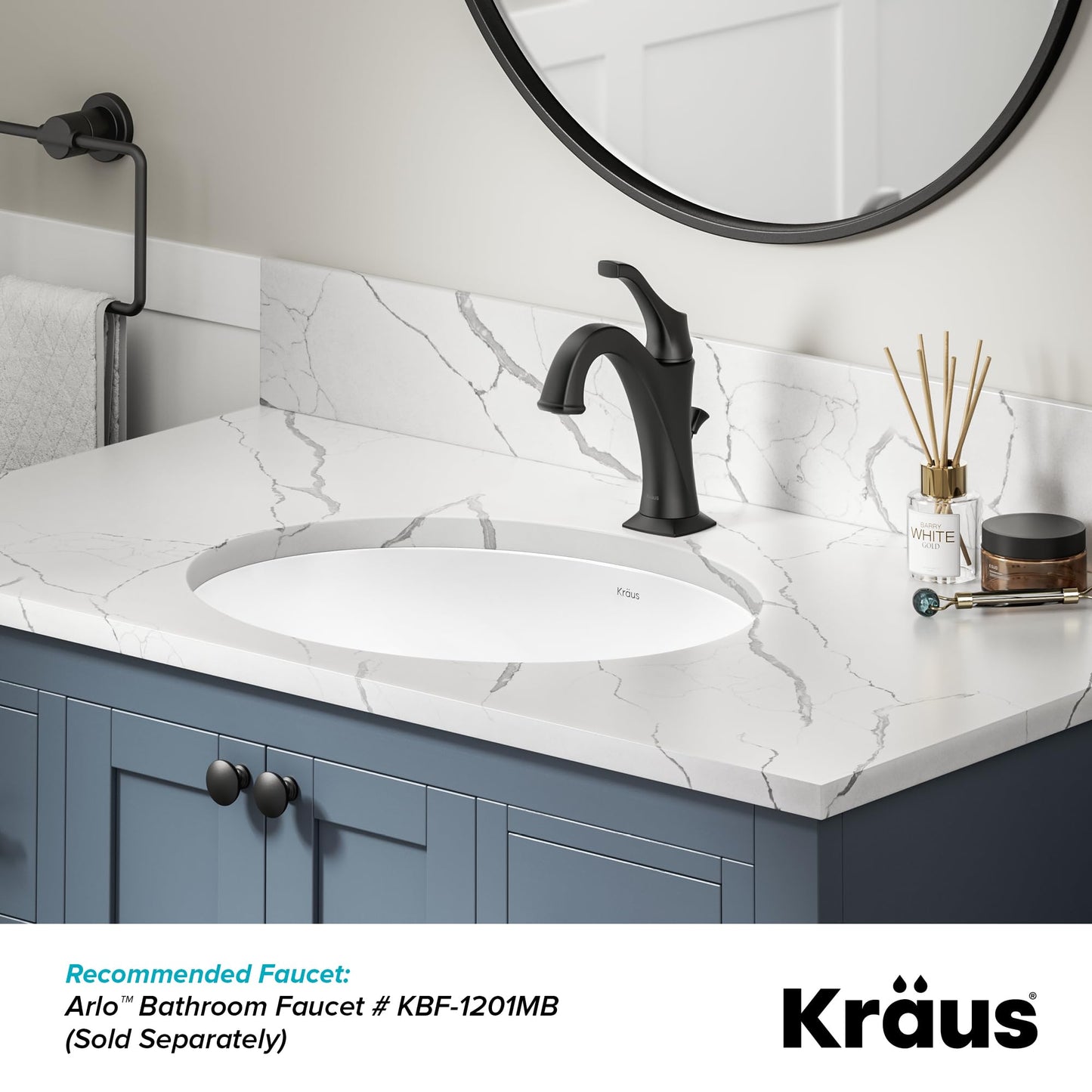 KRAUS Elavo 19.25 in. Oval Porcelain Ceramic Undermount Bathroom Sink in White with Overflow Drain, KCU-272