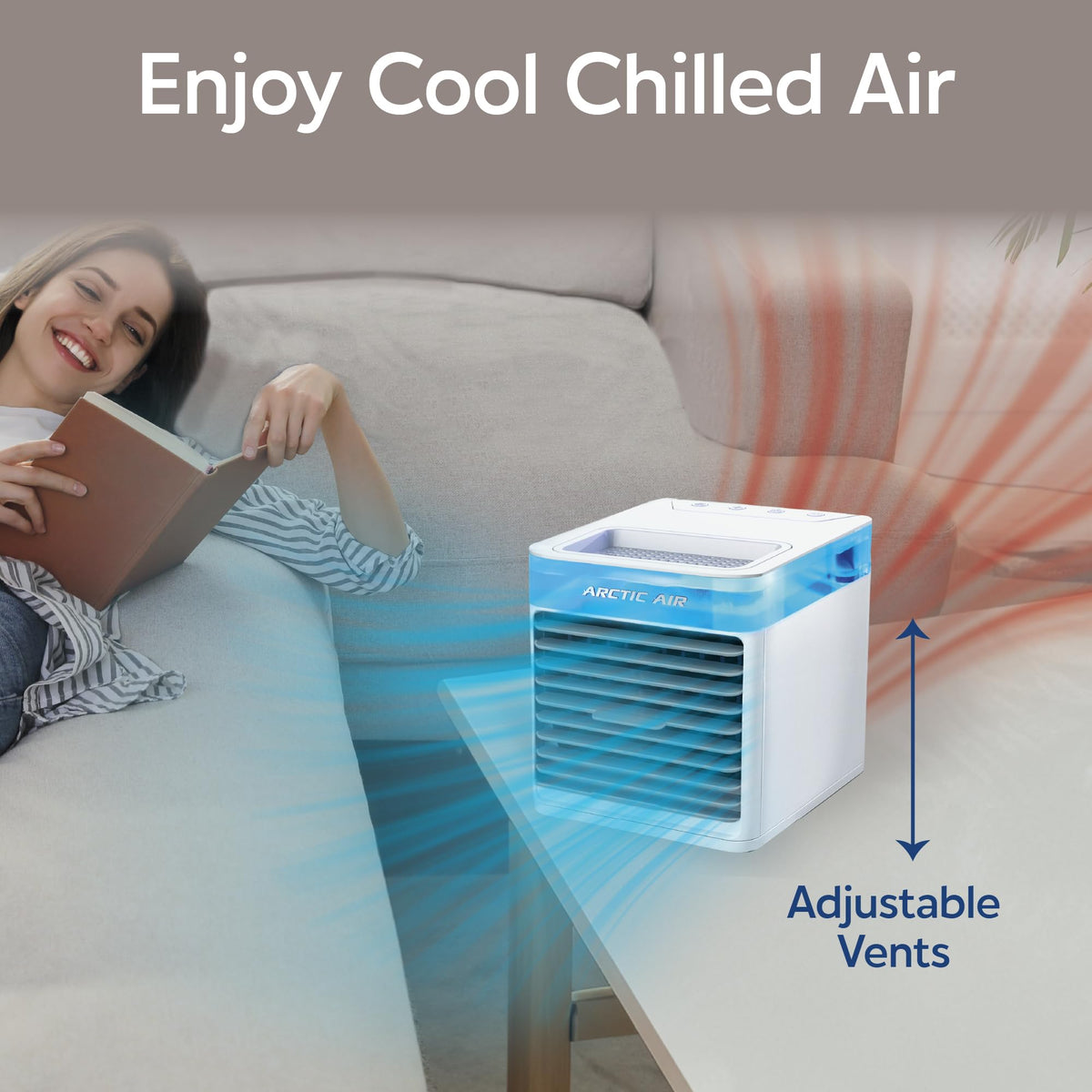 Arctic Air Pure Chill 2.0 Evaporative Air Cooler by Ontel - Powerful, Quiet, Lightweight and Portable Space Cooler with Hydro-Chill Technology For Bedroom, Office, Living Room & More,Blue