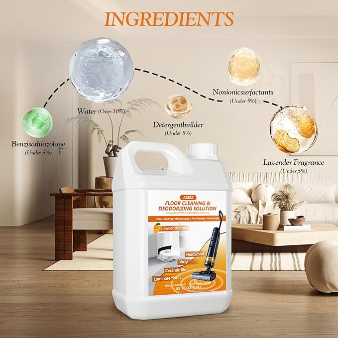 85 FL OZ Floor Cleaning Solution,Floor Cleaner for Mopping with Tineco,Deep Cleaning &Deodorizing for Roborock,Compatible with Saros Series,S8/S7 Series,Q Revo/Q Series,iFLOOR Series Wet Dry Vacuum