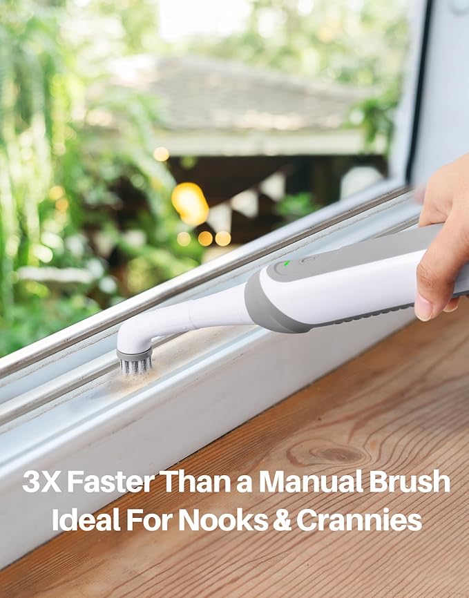 kHelfer Rechargeable Electric Grout Brush with Built-in Battery, Upgraded KH6A Stainless Steel Wire Power Brush & IPX7 Waterproof, Cordless Cleaning Brush & 5 Replacement Heads for Grout, Crevice