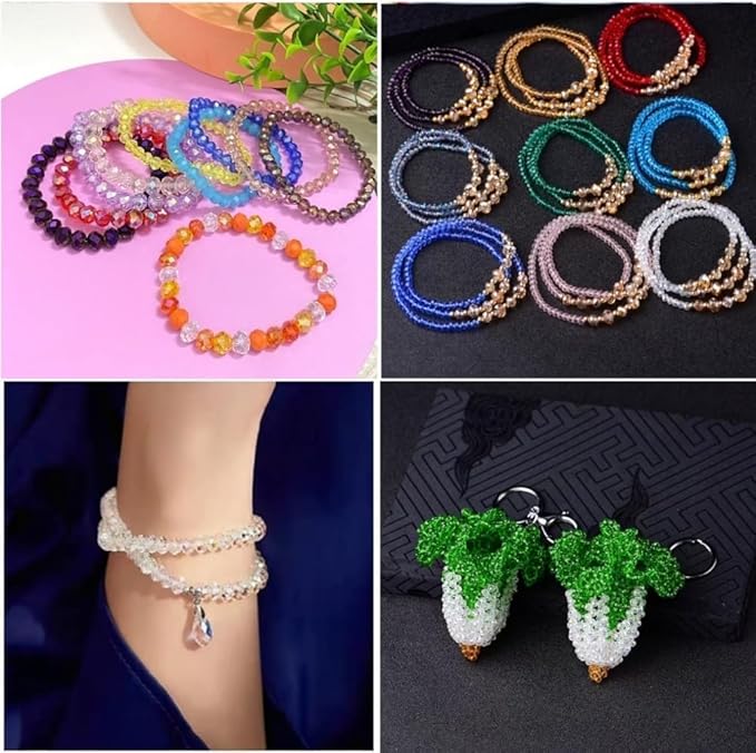 600pcs Crystal Glass Beads 3mm 4mm 6mm 8mm 10mm Rondelle Faceted Crystal Beads Spacer Beads for Necklace Bracelet Earrings DIY Jewelry Crafts Making Supplies(Amber)