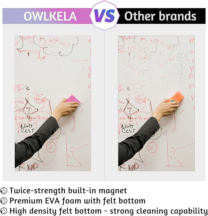 72 Pack Whiteboard Eraser for Kids and Adults, Washable and Reusable Magnetic Whiteboard Eraser for Cleaning Dry Erase Markers on Magnetic Soft Whiteboard, Glass Whiteboard and Dry Erase Board