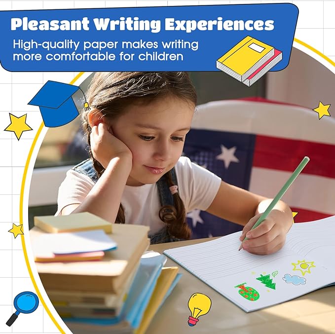 Henoyso 20 Pcs Primary Composition Notebook 9 3/4 x 7 1/2 Inch Kids Journal, Back to School Supplies, K-2 Primary Writing Notebook for Kids Student Draw and Write Story Journal (Blue)