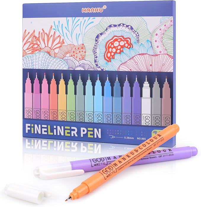0.38mm Fine Point Pen,16 Pack Colored Fineliner Bible Pens No Bleed Through,Extra Fine Tip Marker Pens for Bullet Journaling,Planner,Coloring,Bible Study Back to School Office Supplies