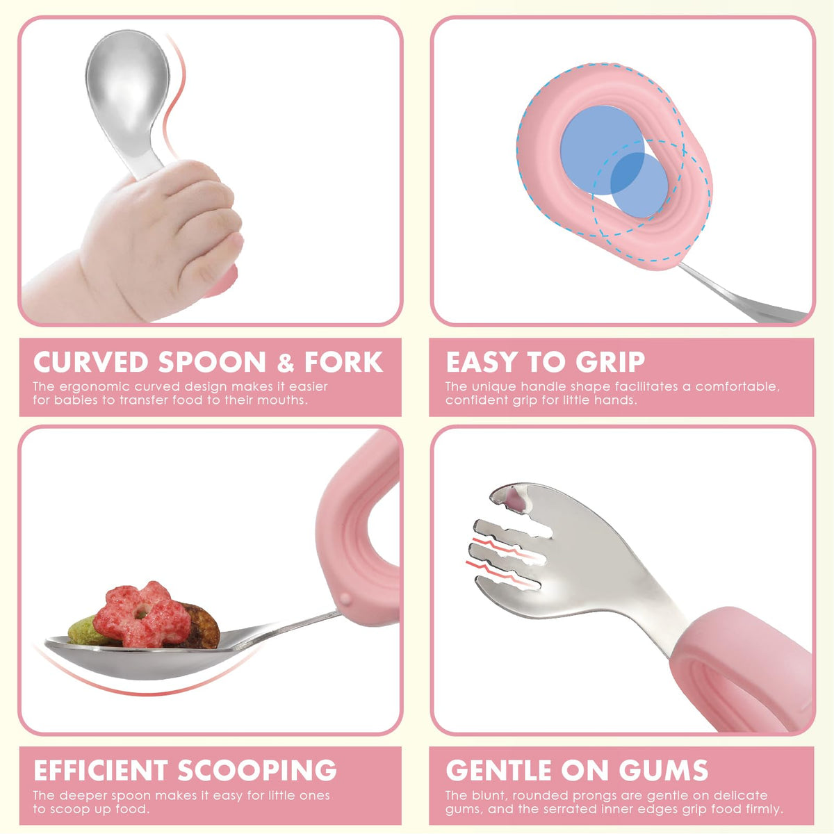 MR. CHOU Baby Suction Bowl Set with Spoon & Fork, Double-Layer 18/8 Stainless Steel Toddler Bowls with BPA Free Airtight Lid, Food Grade Infant Self-Feeding Bowl, First Stage Led Weaning Supplies Pink