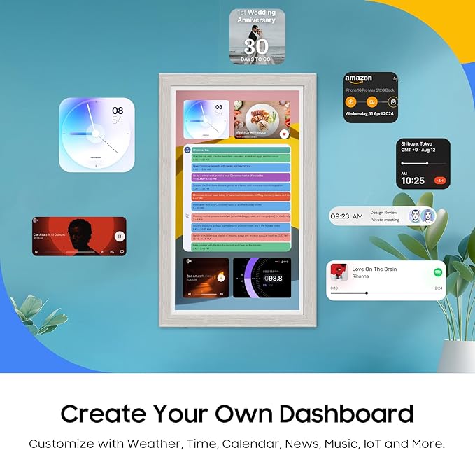 ApoloSign Digital Calendar: Electronic Calendar, Smart Touchscreen Interactive Display for Chore Chart, Family Schedules Planner, Supports All Apps via Google Play (Gray, 21.5-inch)