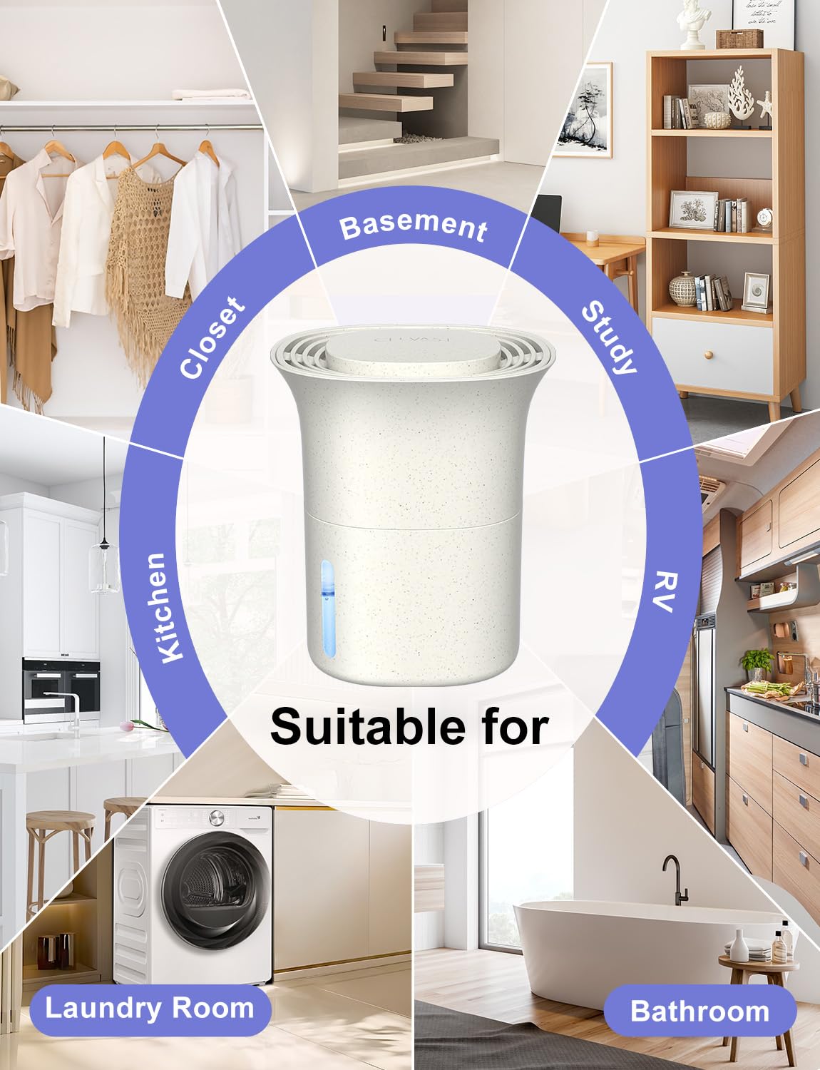 CLEVAST Refillable Moisture Absorber Bucket, 12.5 oz, 4 Pack, Refills Cups Humidity Absorbers for Closet, Reusable Dehumidifier Box Removes Moisture, Damp and Humidity for Wardrobes, Bathrooms