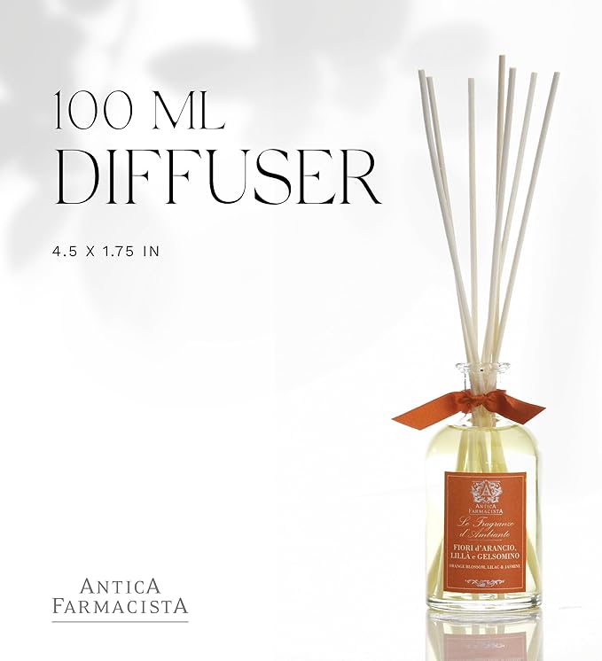Antica Farmacista Home Ambiance Diffuser - Long-Lasting Reed Scent Diffuser - Luxury Room Freshener Gift - Orange Blossom, Lilac & Jasmine, 3.4 fl oz