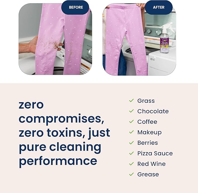 Truly Free Laundry Stain Remover Spray for Clothes - Removes Tough, Dried-In Stains on Whites & Colors -Natural Ingredients - Gentle Yet Powerful - Includes 3 oz Refill & Empty Refillable Bottle