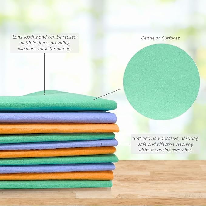 10 Pack Extra Large Original German Shammy Cloths Chamois Towels Super Absorbent for Pets, Parenting Tool Cleaning for Home and Commercial Use Wholesale Bulk (Assorted)