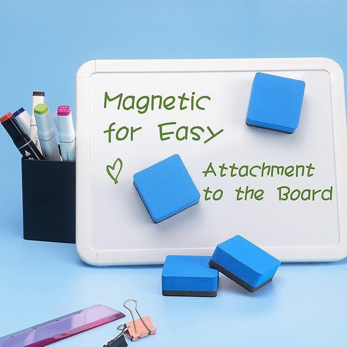Tamaki 12 Pack Magnetic Whiteboard Eraser, Dry Eraser Board Erasers, Dry Erasers for White Board, Whiteboard Erasers for Kids Classroom, Blue