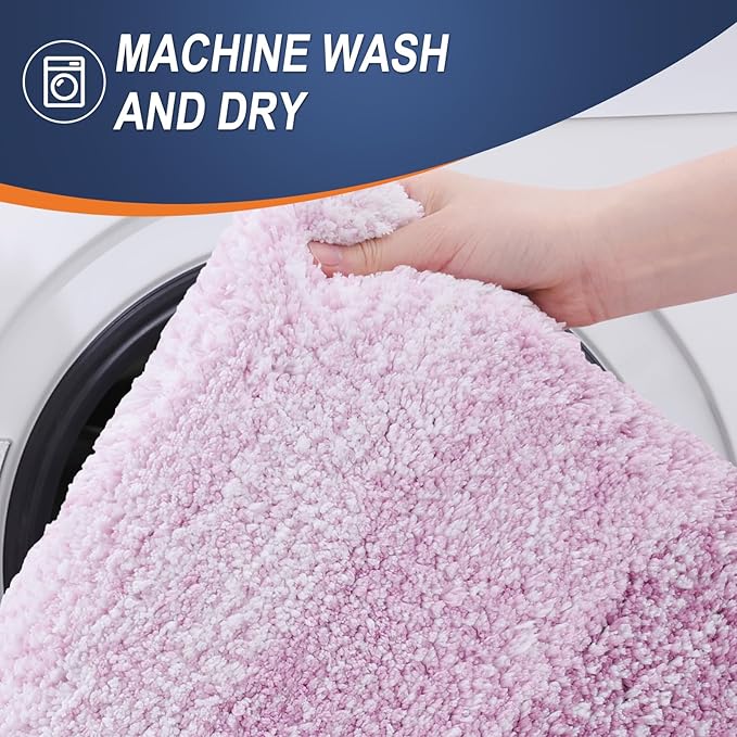 OLANLY Bathroom Runner Rugs 59x17, Extra Soft Absorbent Microfiber Bath Rugs, Rubber Backing, Quick Dry, Washable Bath Mats for Bathroom Floor, Tub and Shower, Home Decor Accessories, Pinkish-Purple