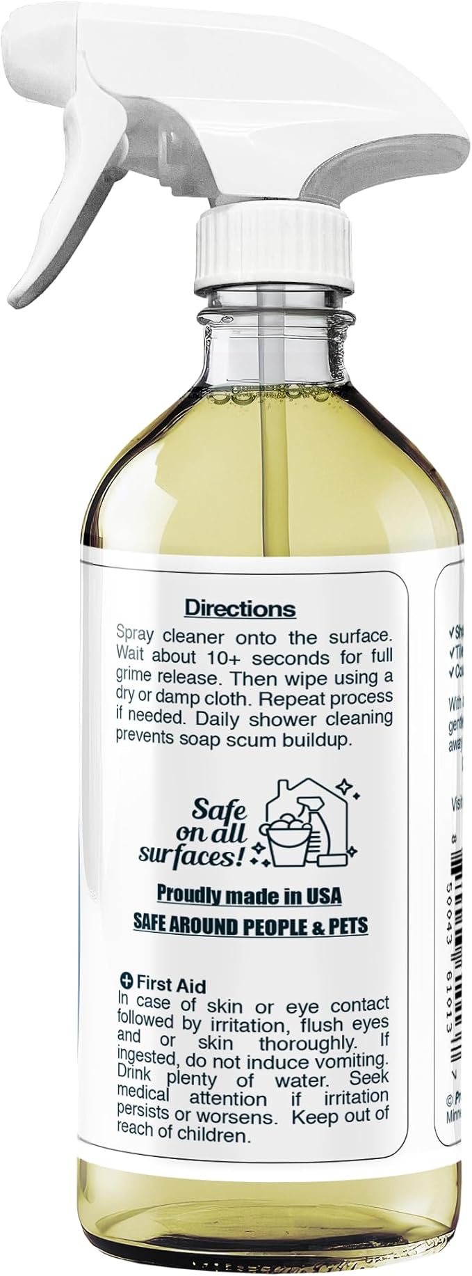 Bathroom Cleaner 16 oz - Daily Cleaning Spray for Shower Curtain, Sink, Shower, Tile, Bathtub, & Toilet Bowl Cleaners Revealing Natural Shine & Refreshing Scent- Safe on All Surface