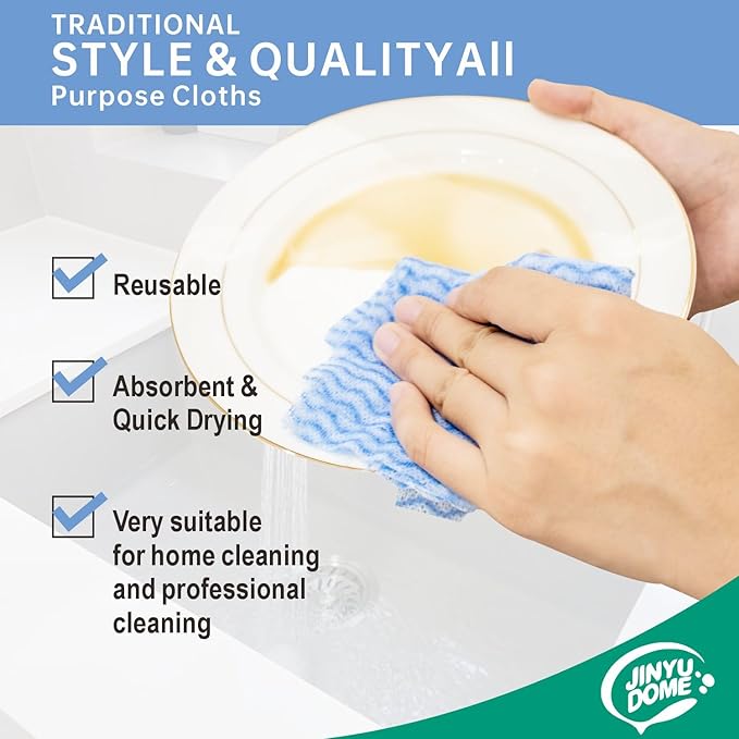 Handi Wipes Reusable Cloths, Blue Disposable Kitchen Cleaning Rolls, Heavy Duty Cleaning Cloths,J Cloth, Blue, 50 Pcs/Roll, Total 3 Rolls