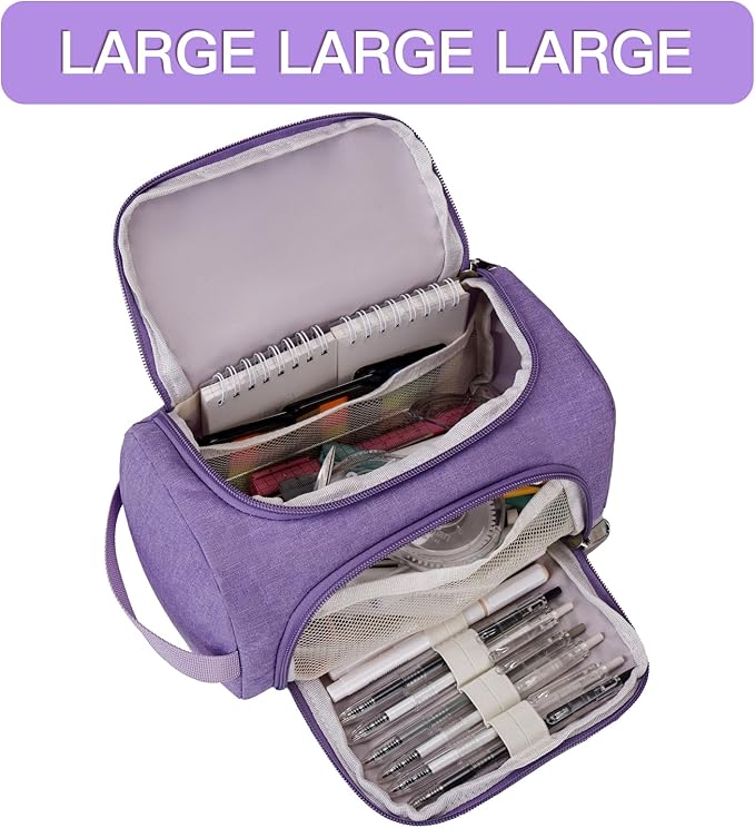 Large Pencil Pouch,Pencil Case Aesthetic,Zipper Pencil Box For Girls Back To School Supplies Emergency Bag Makeup Bag (Purple)