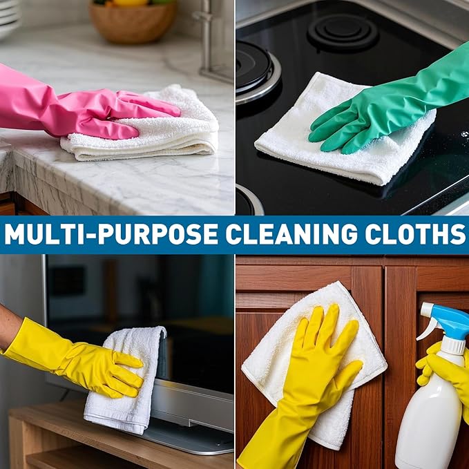 White Microfiber Cleaning Cloths Bulk-400 Pack, Microfiber Towels Bulk, Towels for Cars, Cleaning Rags White (12x12 inches)