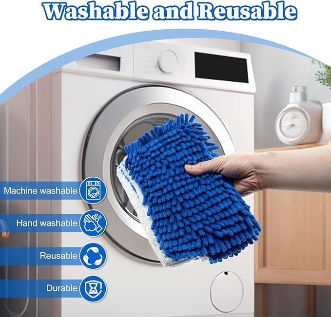 3 Pack Mop Heads Replacements for Ocedar Dual-Action Flip Mop, Spin Mop Replace Heads with Microfiber&Chenille Mop Refills Double Sided for All Floor Dry/Wet Use,Machine Washable,Reusable Mop Pads