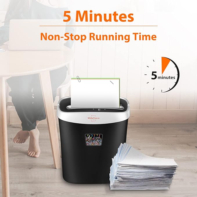 Paper Shredder for Home Office Heavy Duty with 60 Mins Running with US Patented Cutter,Shred CD/Card with Extra Large Bin,AUTO Jam Proof(ETL) (10-Sheet Micro-Cut)