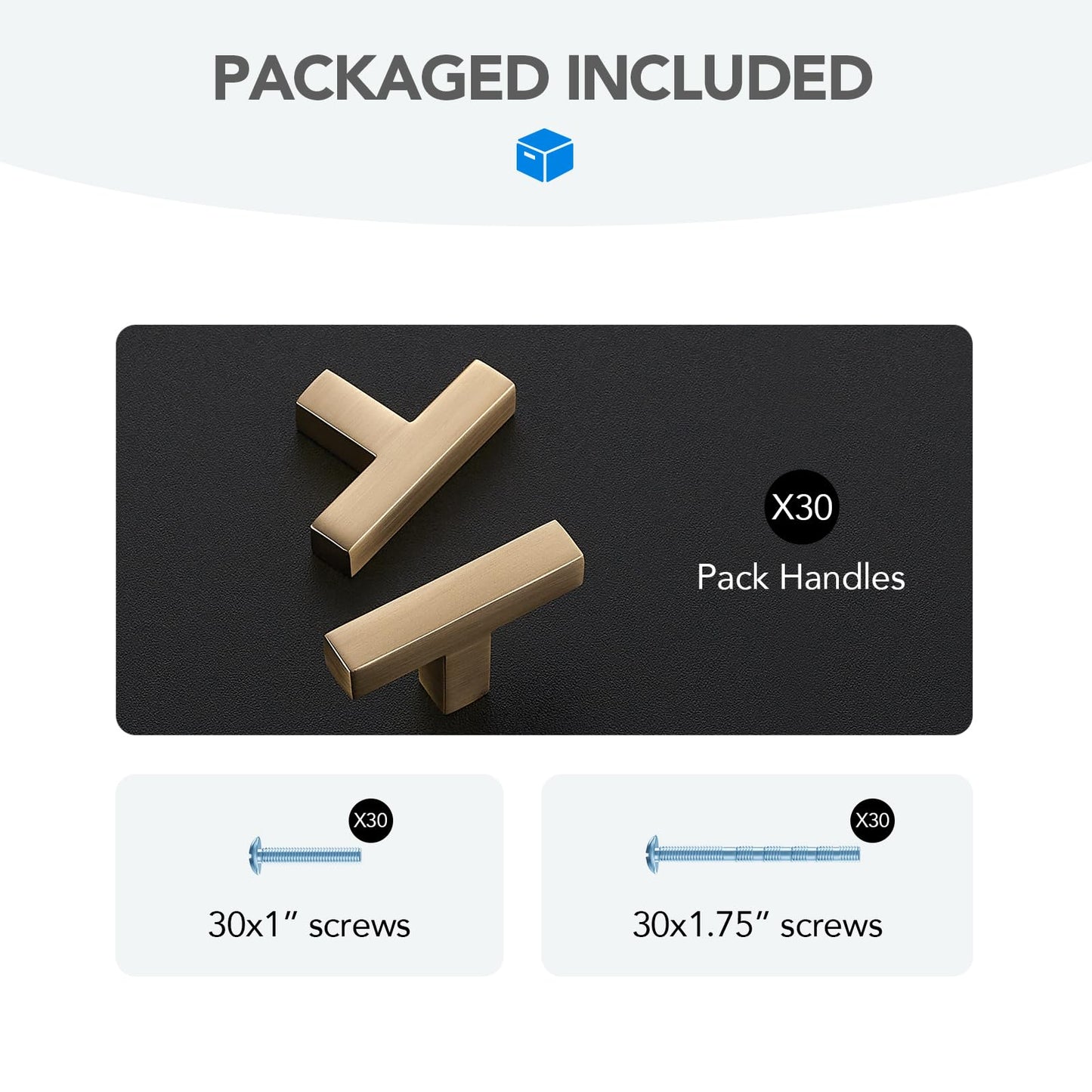 HOME EDIT 30 Pack Solid Single Hole Slim Square Bar Cabinet Pulls - Champagne Bronze Drawer knobs for Kitchen, Bathroom & Dresser Cabinets Hardware