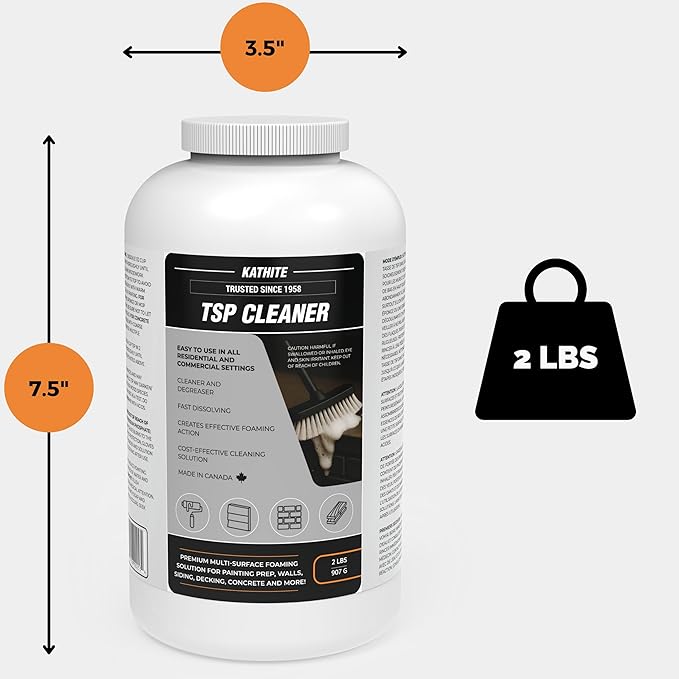 KABIN Kathite TSP Cleaner – Heavy-Duty Degreaser & Multi-Surface Prep – 2 lb Powder – Foaming Paint Prep Solution for Walls, Siding, Decks, Concrete & More – Fast-Dissolving – Made in Canada