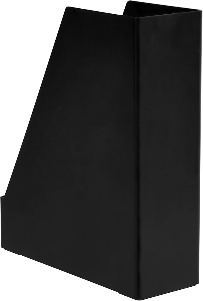 Amazon Basics Plastic Desk Organizer - Vertical Magazine and File Holder, Black, 12-Pack