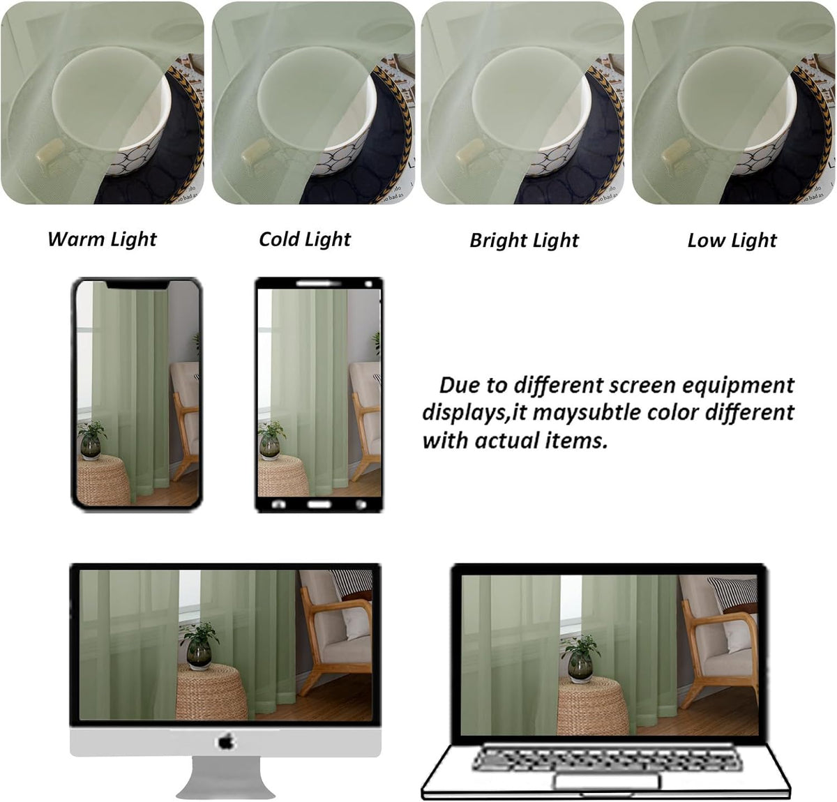 Chyhomenyc Extra Long Sage Green Sheer Curtains 120 Inches Long 2 Panels, Light Filtering Green Curtains for Living Room, Soft Gentle Voile Rod Pocket Bedroom Window Drapes, 59Wx120L Inch, 10FT, 2PCS