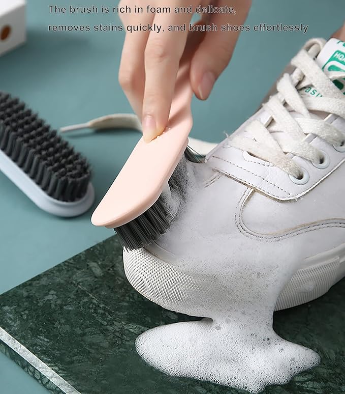 Household Cleaning Brush Soft Bristle Laundry Brush Shoe Stain Remover Brush Comfort Grip Nylon Brushes for Fabric Clothes Carpet Floor Pack of 2 Shoes Cleaner Brush, Blue and Gray