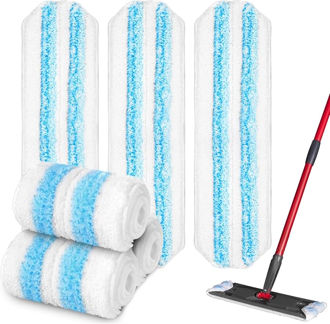 H2prO Mop Pads Fit for Ocedar H2prO Flat Mop, 6 Pack Mop Refills for O-Cedar H2pro Flat Mop, Machine Washable Reusable Microfiber Mop Heads Replacements for Ocedar H2 Pro Mop