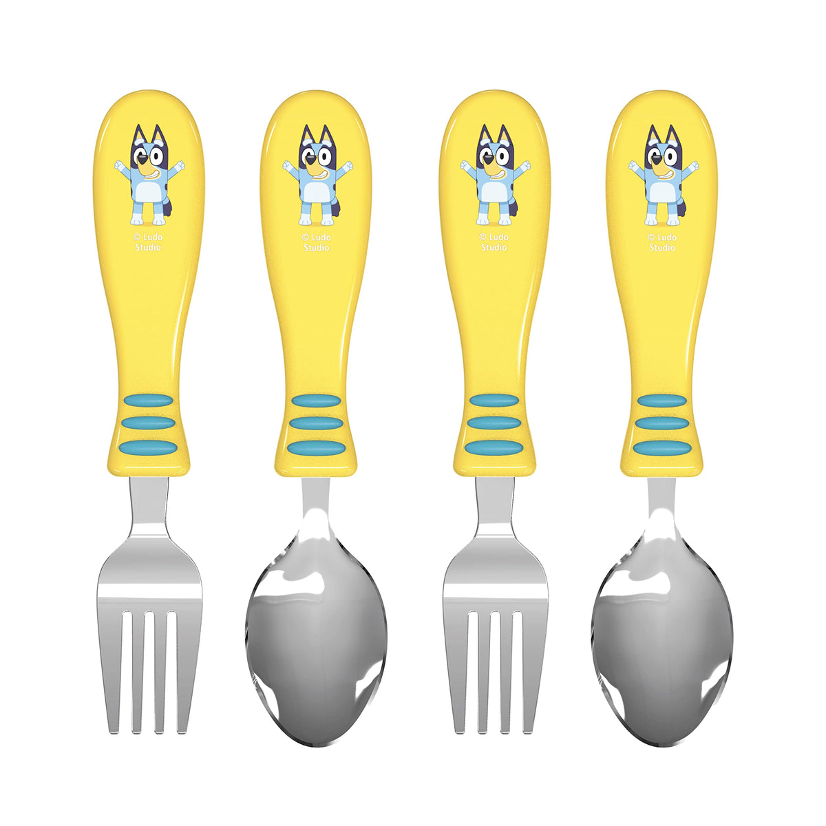 Zak Designs Bluey Kid Flatware Set with Fun Character Art on Both Utensils, Non Slip Fork and Spoon Set is Perfect for Encouraging Picky Eaters to Finish Their Plates (2 pk, BPA-Free)