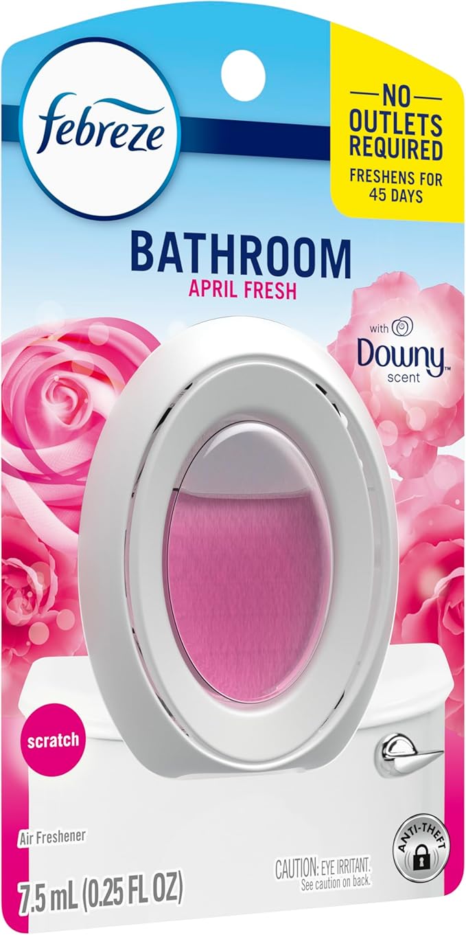 Febreze Bathroom Air Freshener, Odor-Fighting, Plug In Alternative, Air Fresheners for Home and Bathroom and Kitchen, Closet Air Fresheners, Downy April Fresh Scent, 6 Count