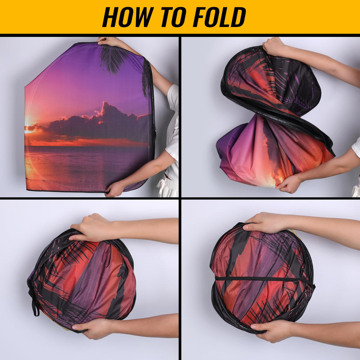 Car Windshield Sun Shade - Reflector Sunshade Offers Ultimate Protection for Car Interior, Cool Reflective Sun Blocker Fits Small Sedans, Mini SUVs