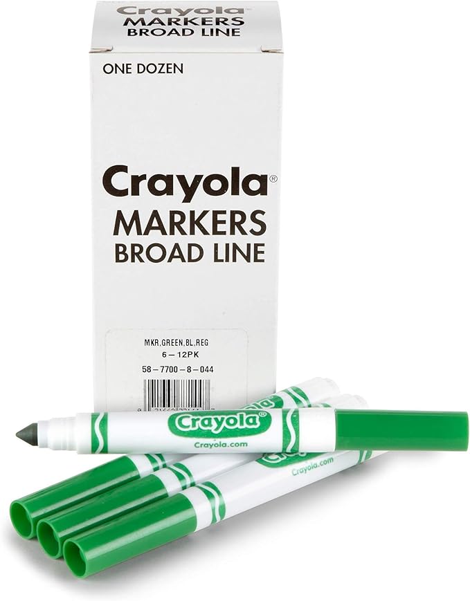 Crayola Broad Line Markers - Green (12ct), Markers for Kids, Bulk School Supplies for Teachers, Nontoxic, Marker Refill with Reusable Box