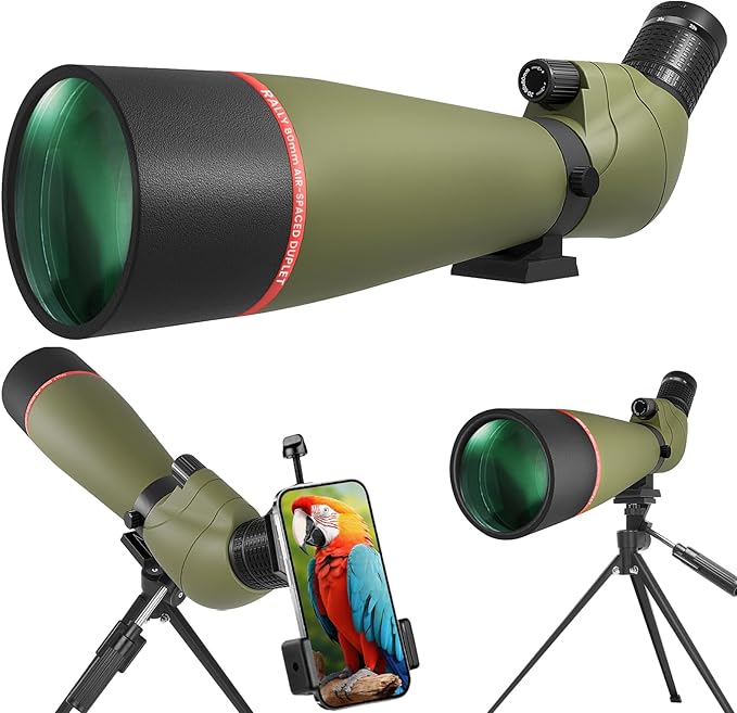 20-60x80 Spotting Scopes for Bird Watching, BAK4 Waterproof Spotting Scope for Target Shooting Wildlife Viewing Hiking Camping, HD Spotter Scope with Tripod Smartphone Holder and Carrying Bag