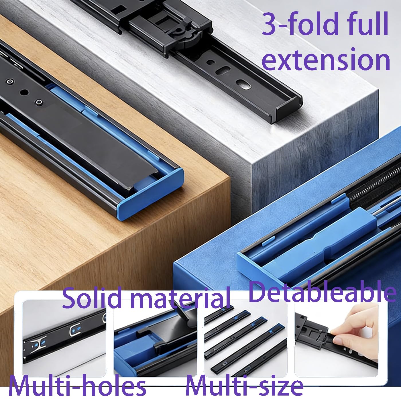 16 Inch Drawer Slides, Soft Close Side Mount, Full Extension Ball Bearing, 100 LB Heavy Duty, Smooth & Quiet, for Bathroom Vanity, Kitchen Cabinets, Nightstand & Desk Drawers (10 Pairs)