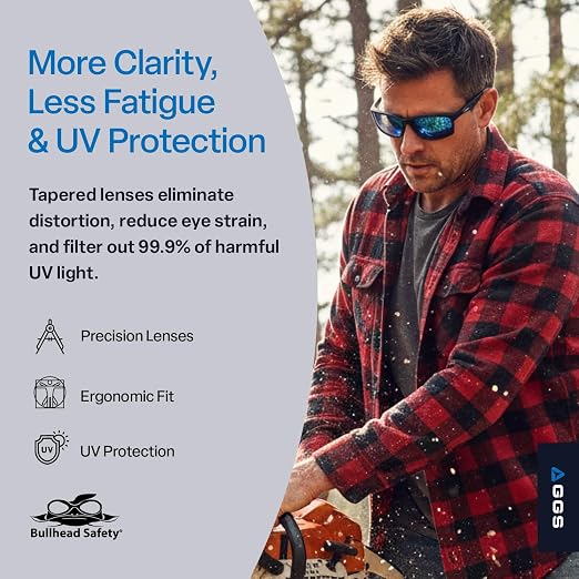 Bullhead Safety Eyewear Pompano Glasses – Polarized, Anti-Fog, Lightweight, Scratch Resistant, UV Light Blocking Sunglasses for Driving, Golf, Boating, Outdoor Work, Red Mirror Lens