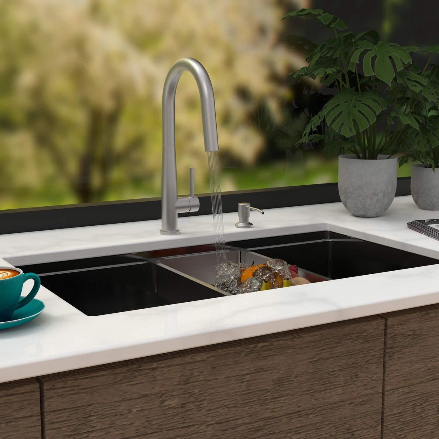 Kitchen Faucets with Pull Down Sprayer - Single Handle High Arc Stainless Steel Kitchen Sink Faucet, Modern Kitchen Faucets for Farmhouse Bar RV Laundry Camper Brushed Silver